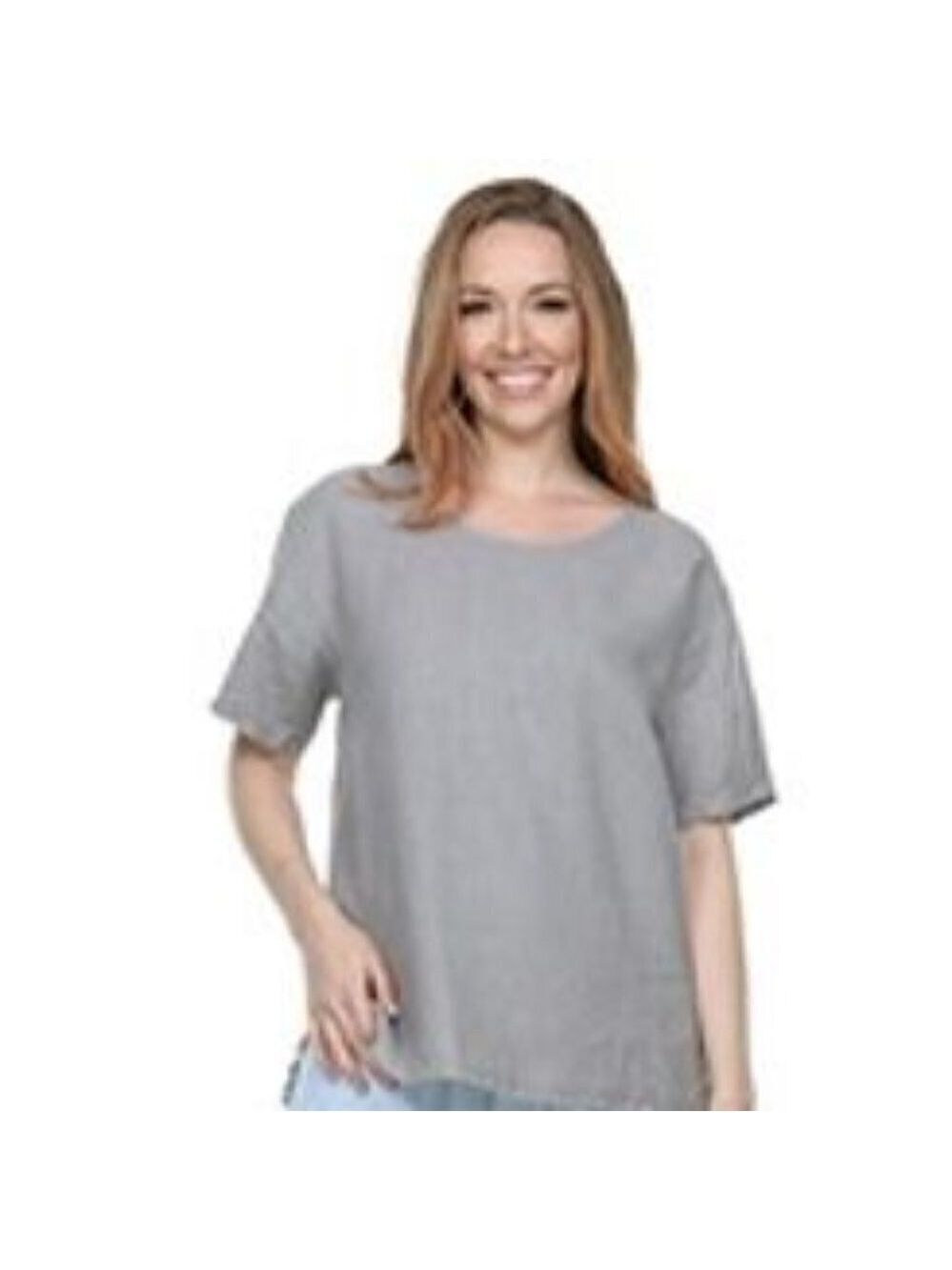 Match Point Round Neck Linen Scoop Neck Top Tee